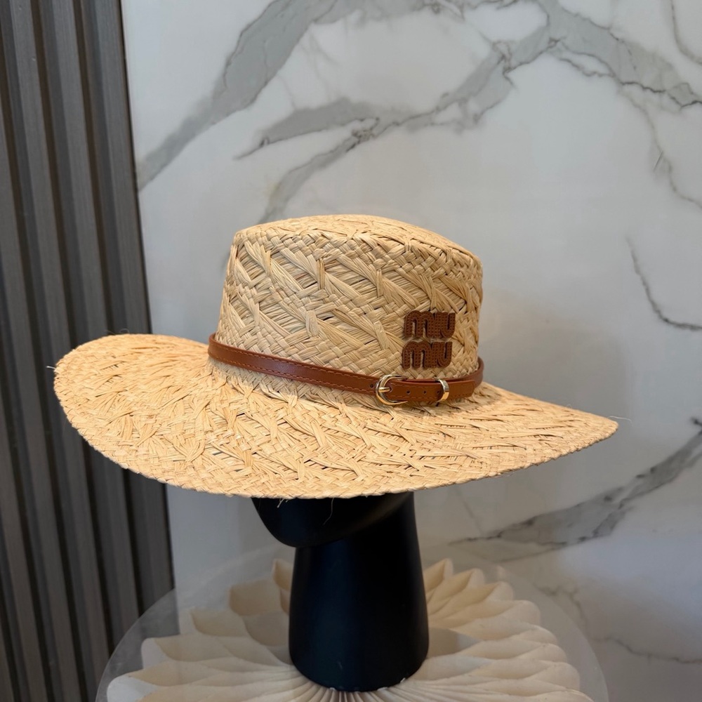 🎀 MIU MIU New Raffia Sun Hat Socialite Style Elegant
